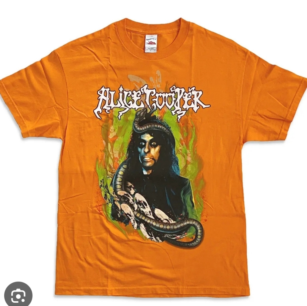 2005 Alice Cooper Halloween Bright Orange SS Men's Graphic Band T-shirt EUC Sz L